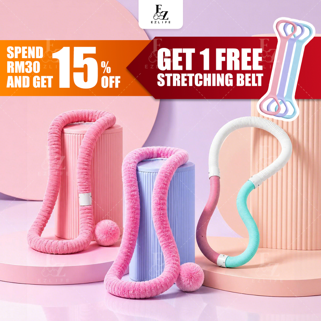 EzLife Soft Spring Hula Hoop อัพเกรด 1.5KG น้ําหนักพับได้แบบพกพาการออกกําลังกายฟิตเนส Hoop Alat Sena
