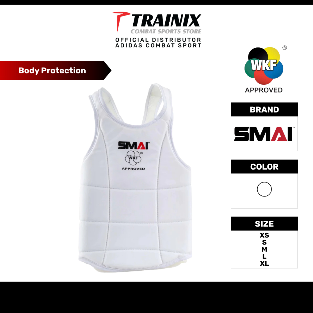 SMAI Bodyguard WKF ได้รับการอนุมัติ Sport Outdoor Protection สีขาว อุปกรณ์คาราเต้ Body Protector Com