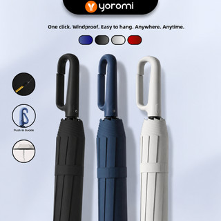 YOROMI Auto Open Close Umbrella UV UPF50+ Windproof Rotating Hook Compact Rain & Sun Protection 5116
