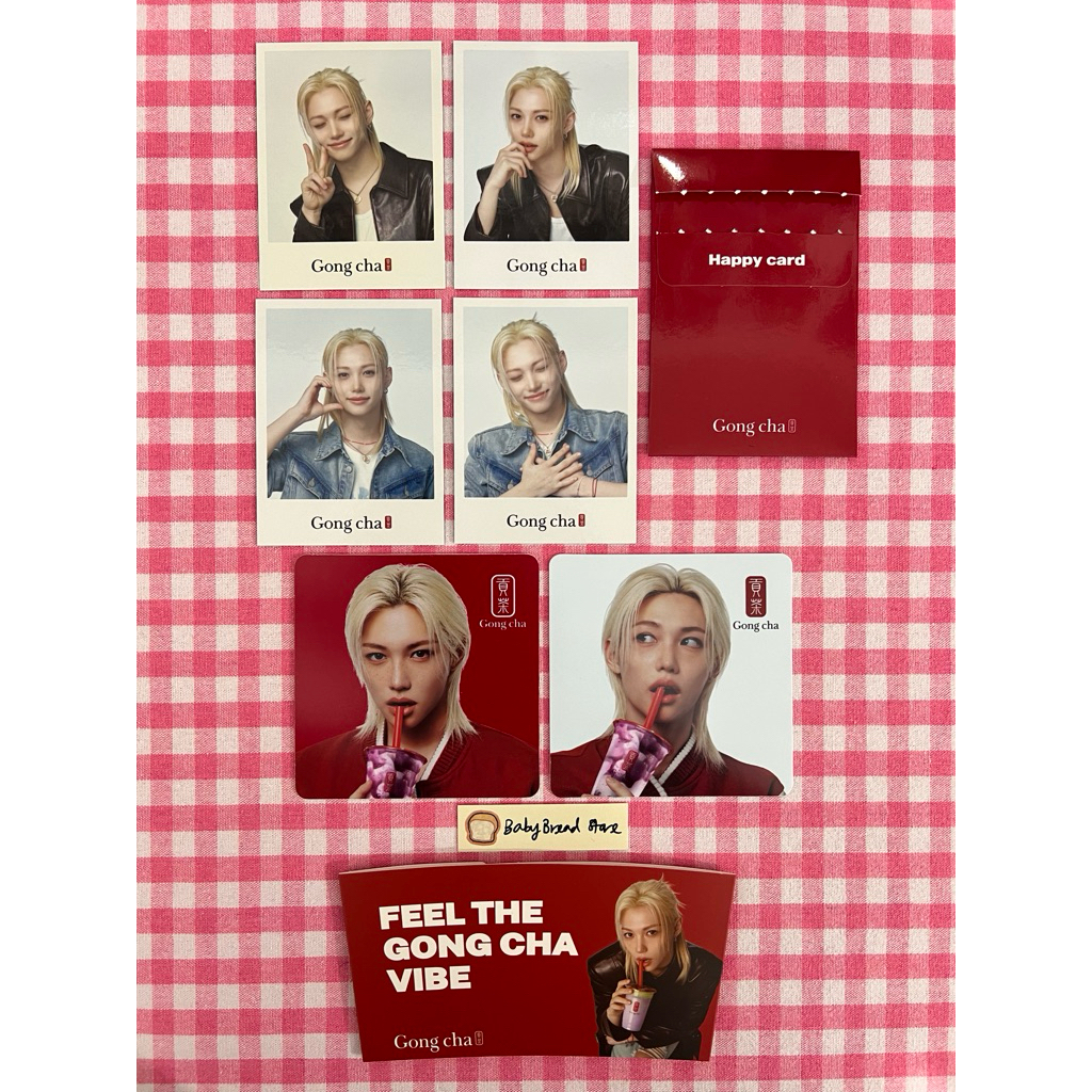[มาใหม่] 2026 Stray Kids Felix x Gongcha Collaboration Photo Card พวงกุญแจถ้วยแขน Pin Badge Coaster