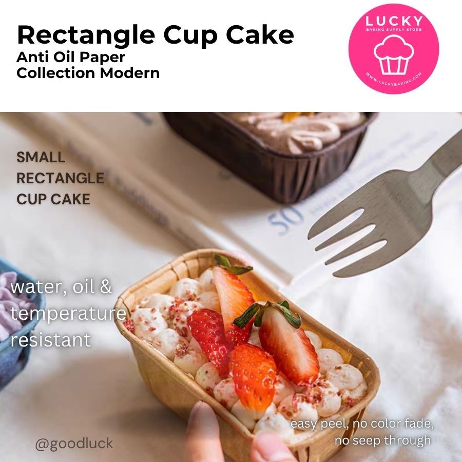 Lucky Baking สี่เหลี่ยมผืนผ้า Anti-Oil Liner – Food‐Safe, Compact, Easy Clean 350ML