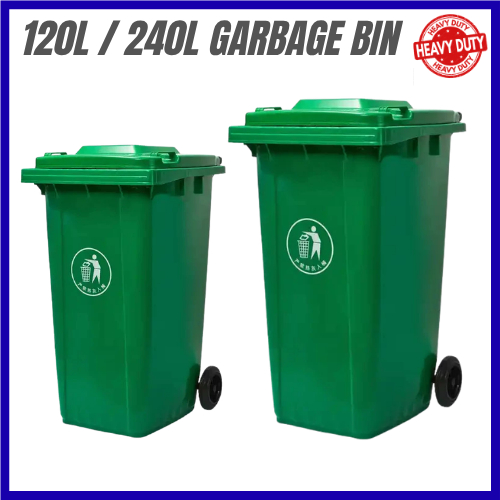 HEAVY DUTY DUSTBIN GARBAGE BIN WITH WHEEL / Tong Swampah Hijar Bes ใหญ่ (120LT / 240LT) ถังขยะมีล้อ