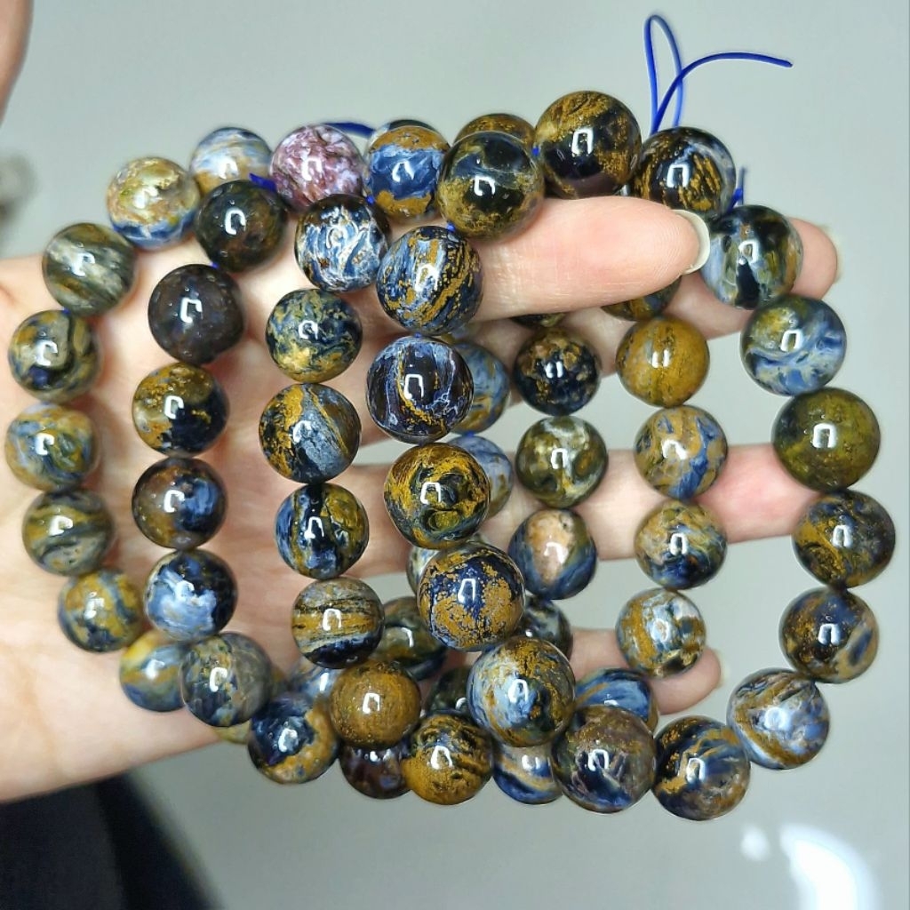 Petersite สร้อยข้อมือลูกปัดกลมหยาบ 黄蓝得石形 Room珠圆手
