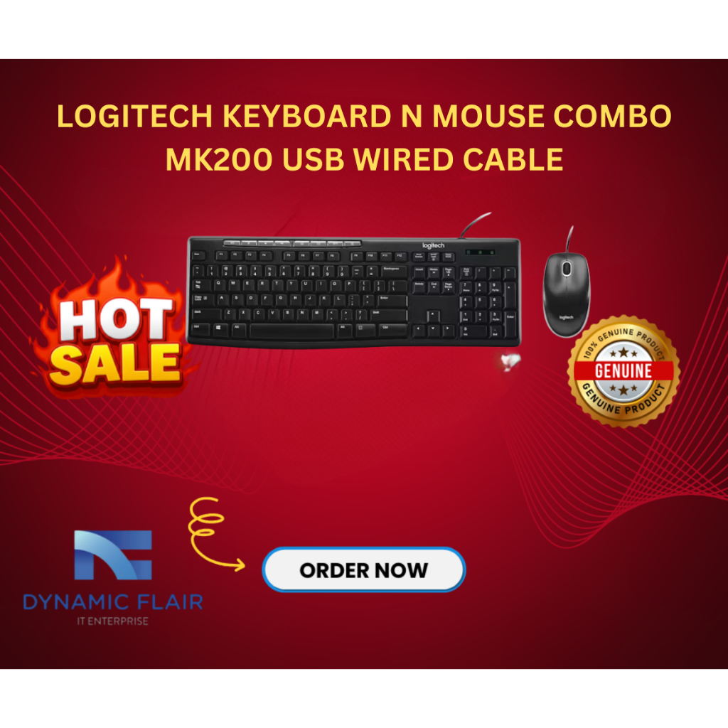 Logitech MK200 Media Wired USB Keyboard & Mouse Combo Set (MK200)