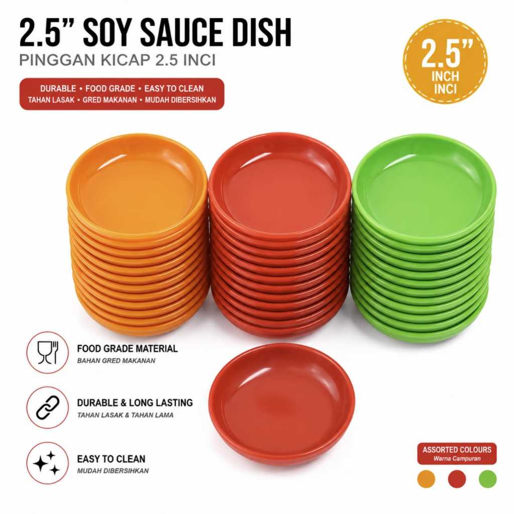 2.5 INCH SAUCE DISH/CHILI SAUCE DISH/SMALL SAUCE DISH/SOY SAUCE DISH/STEAK/PLASTISOLA ไก่พร้อม/2.5S