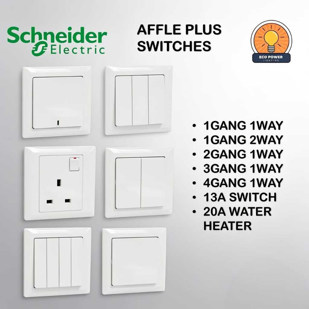Schneider AFFLE Switch SIRIM ได้รับการอนุมัติ 13A /20 1G 2G 3G 4G 1Way 2Way Wall Switch 240V