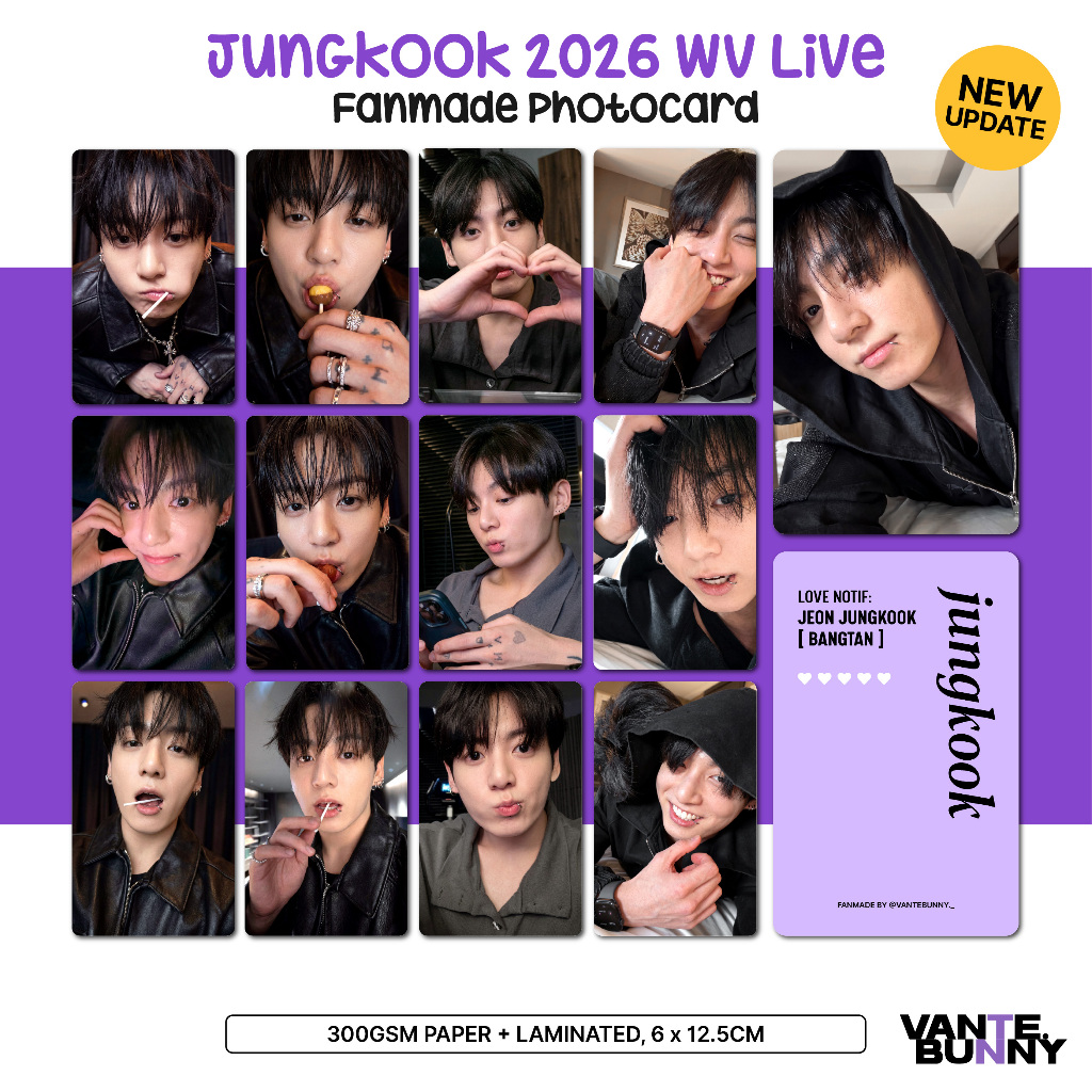 JK Jungkook 2026 WV Live Photocards Fanmade Photo Card PC vantebunny
