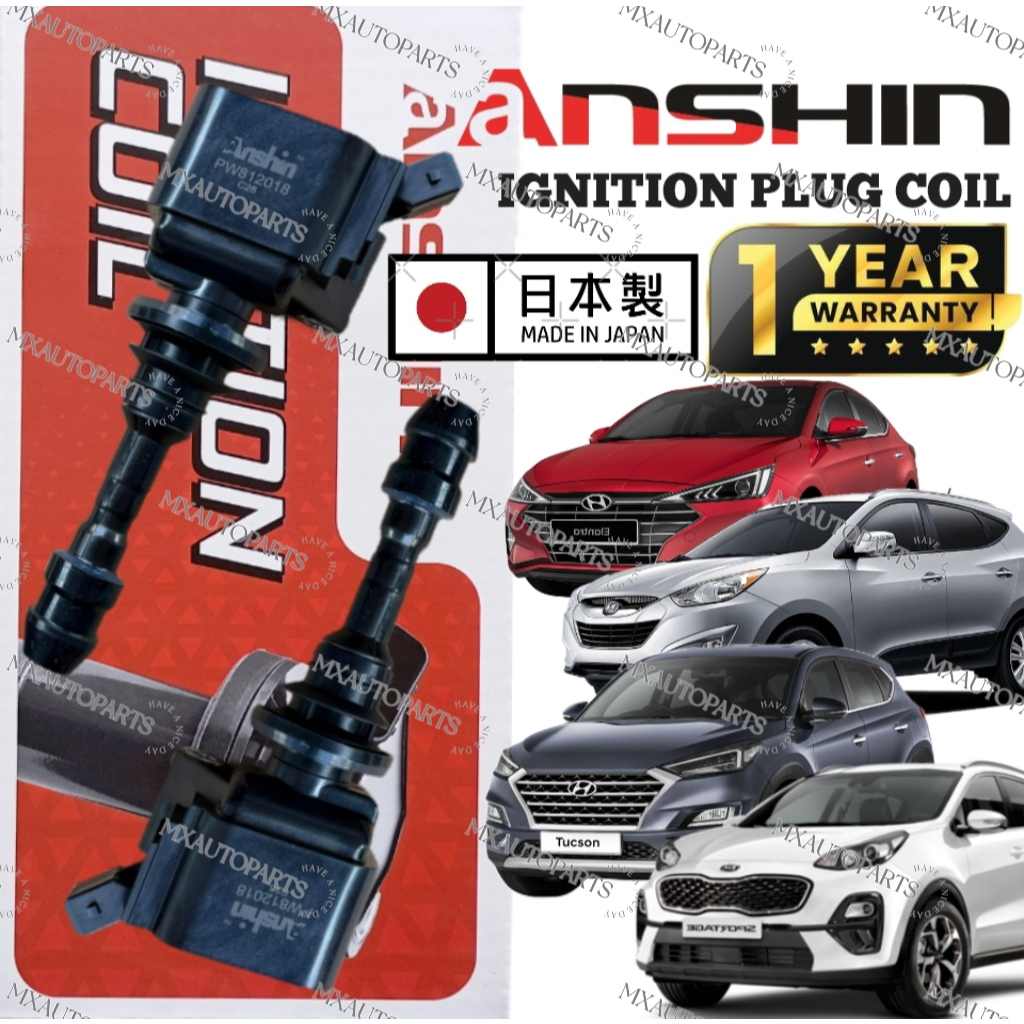 (WARRANTY 1YEAR) ANSHIN JAPAN IGNITION PLUG COIL HYUNDAI ELANTRA AD TUCSON LM TL SPORTAGE QL