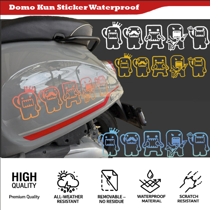 Domo Kun สติกเกอร์กันน้ํา PVC สติกเกอร์หมึกสีขาวพิมพ์สําหรับ Sticking Peel Off GEN828-MOTSKR125-TH
