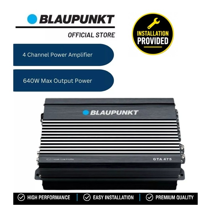 Baupunkt GTA 475 GTA475 เครื่องขยายเสียง 640W 4-Channel Power Amp Woofer Amplifier Amp
