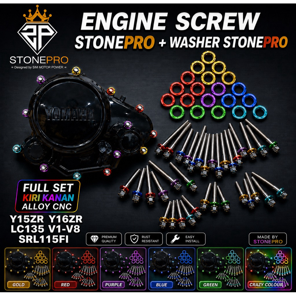 STONEPRO SKRU ENJIN SCREW ENGINE + ชุดเครื่องซักผ้า SRL115FI Y15ZR Y16ZR LC135 LCV8 SAYALA สไตล์