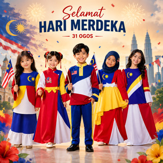 NEW Link-2 Baju Merdeka (High Quality) Como Crepe Kain 2026 Kidimax