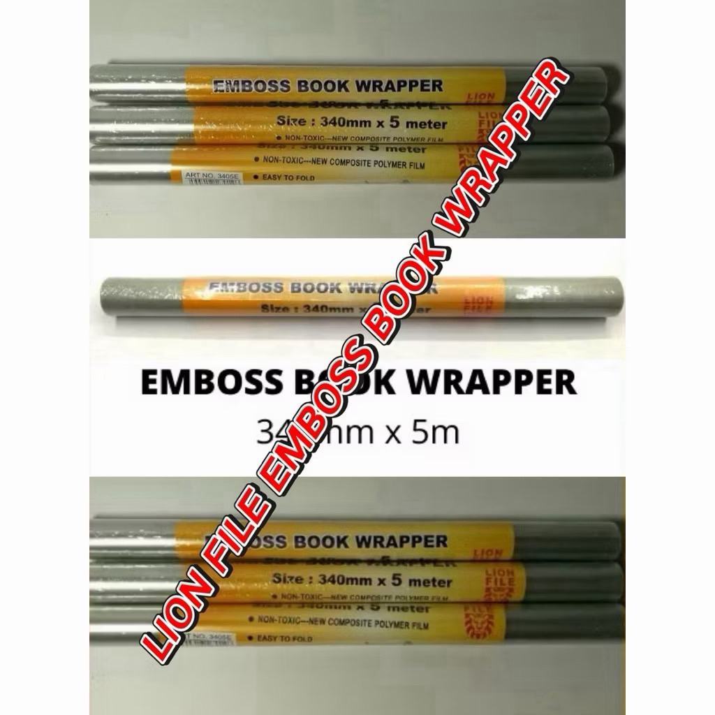 LION FILE EMBOSS BOOK WRAPPER 340MM x 5M (340-5)