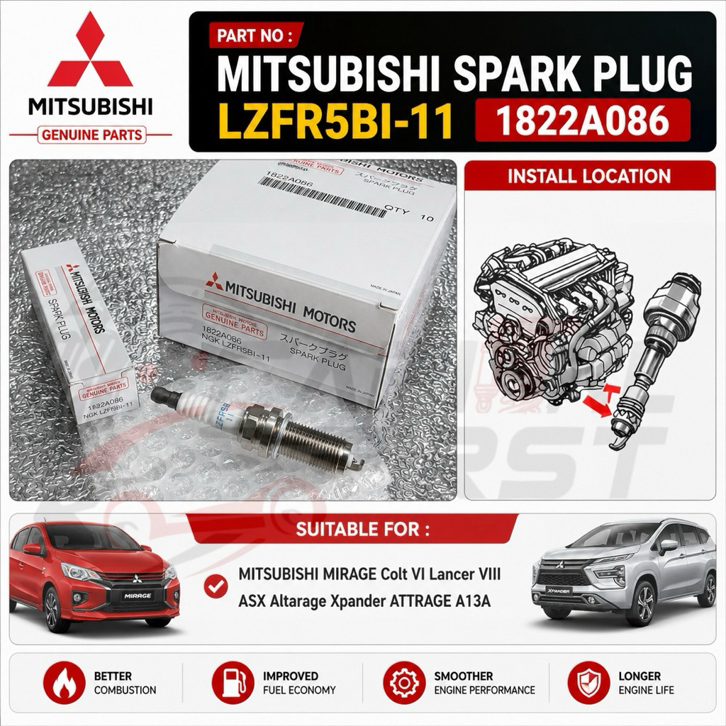 MITSUBISHI MIRAGE Colt VI Lancer VIII ASX Attrage Xpander ATTRAGE A13A SPARK PLUG LZFR5BI-11