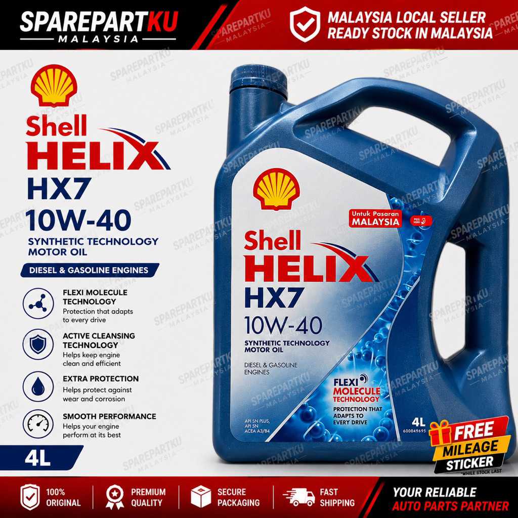 SHELL HELIX HX7 10W40 4L การตลาดน้ํามันเครื่อง 5W-40 5W 40 ผลิตใน