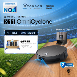 [NEW] ECOVACS DEEBOT X11 OmniCyclone Robot Vacuum |19500PA BLAST| OZMO ROLLER™ Mop 2.0|PowerBoost Charge| 75°C Hot Wash