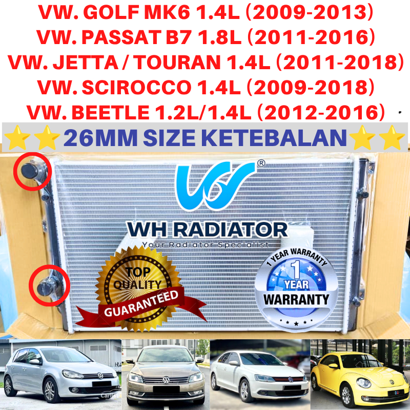 VOLKSWAGEN GOLF MK6 1.4L TSI / PASSAT B7 1.8L 2.0L / JETTA / TOURAN / BEETLE 1.2L 1.4L หม้อน้ําคุณภา