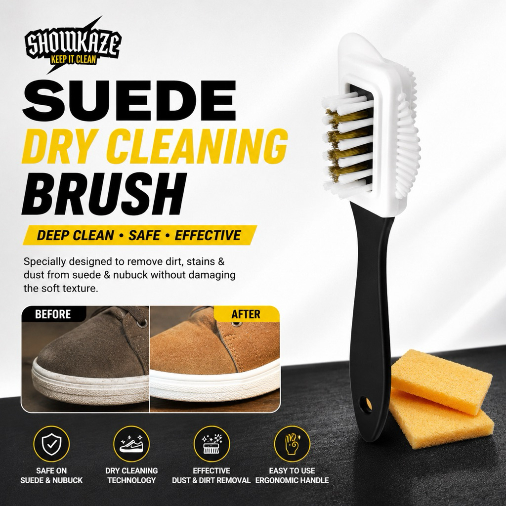 Showkaze Suede Dry Cleaning Brush พร้อมชุดยางดิบ Berus Pembersih Suede & Nubuck