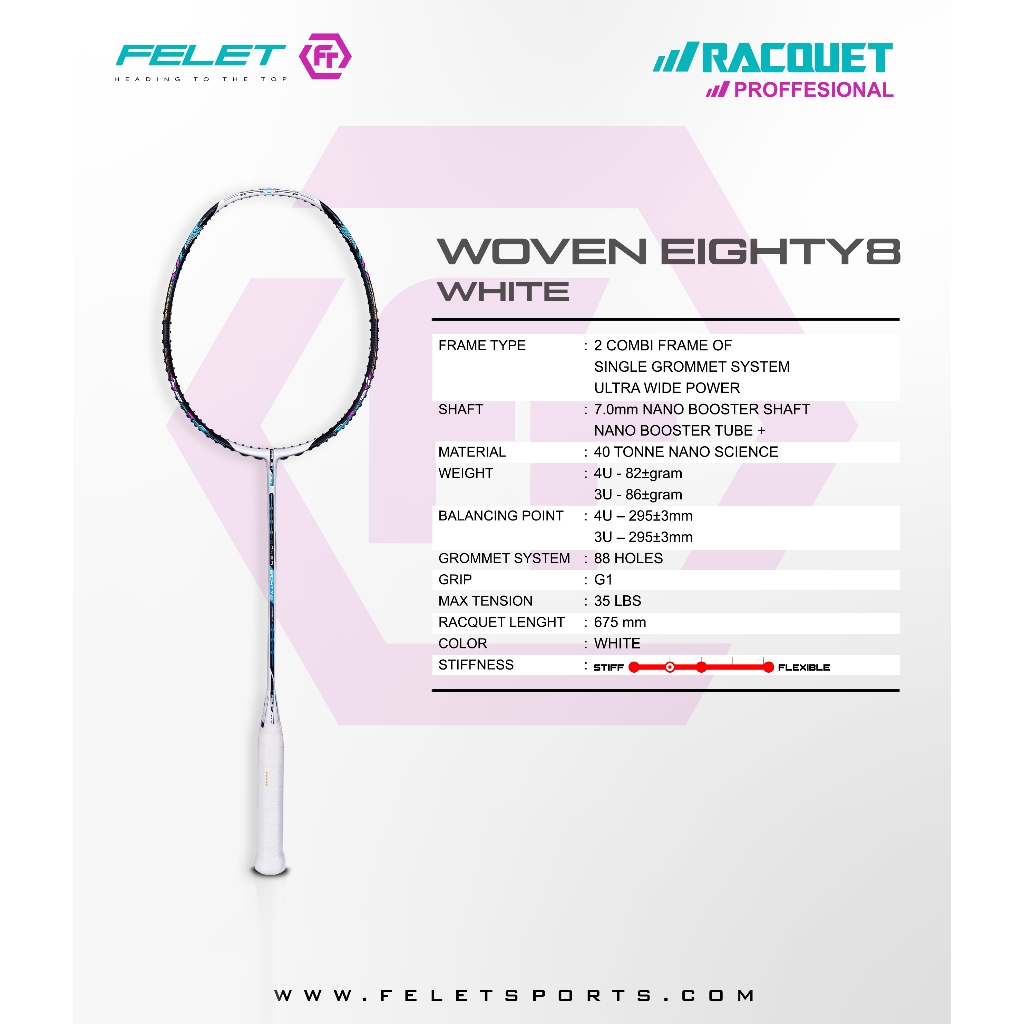 FELET WOVEN 88 PRO SERIES 4U G1 HEAD HEAVY BADMINTON CKET