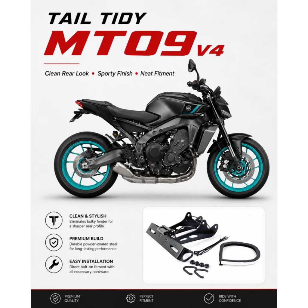 หาง Tidy Yamaha MT09 V4 อุปกรณ์เสริมไฟท้ายมอเตอร์กระจก Slider ท่อไอเสีย Buang Ekor Z900 2017-2024