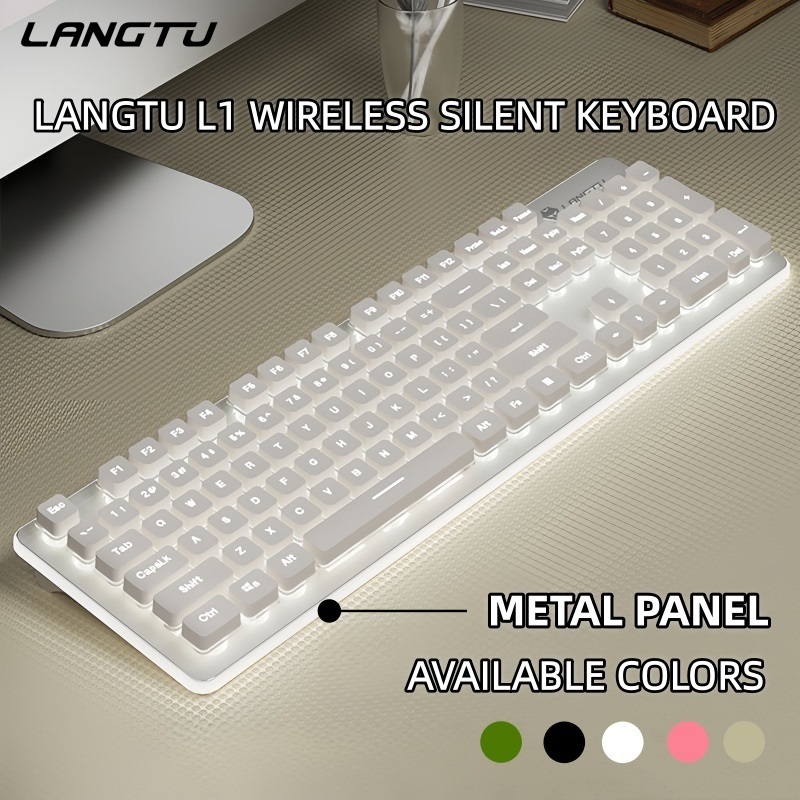 LANGTU L1 เกมเมมเบรนแบบมีสายและแป้นพิมพ์สํานักงานคีย์บอร์ดไร้สาย LED Backlight Slient คีย์บอร์ด