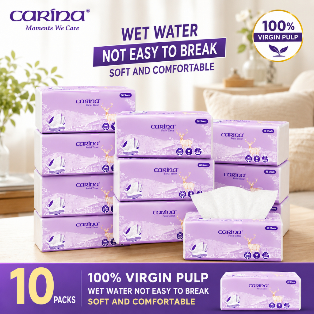 20 PekCarina กระดาษทิชชู่ Tisu 3Ply 88Pulls ใช้ในบ้าน Tisu Baby Raw Wood Pulp กระดาษทิชชู่แบบนุ่ม