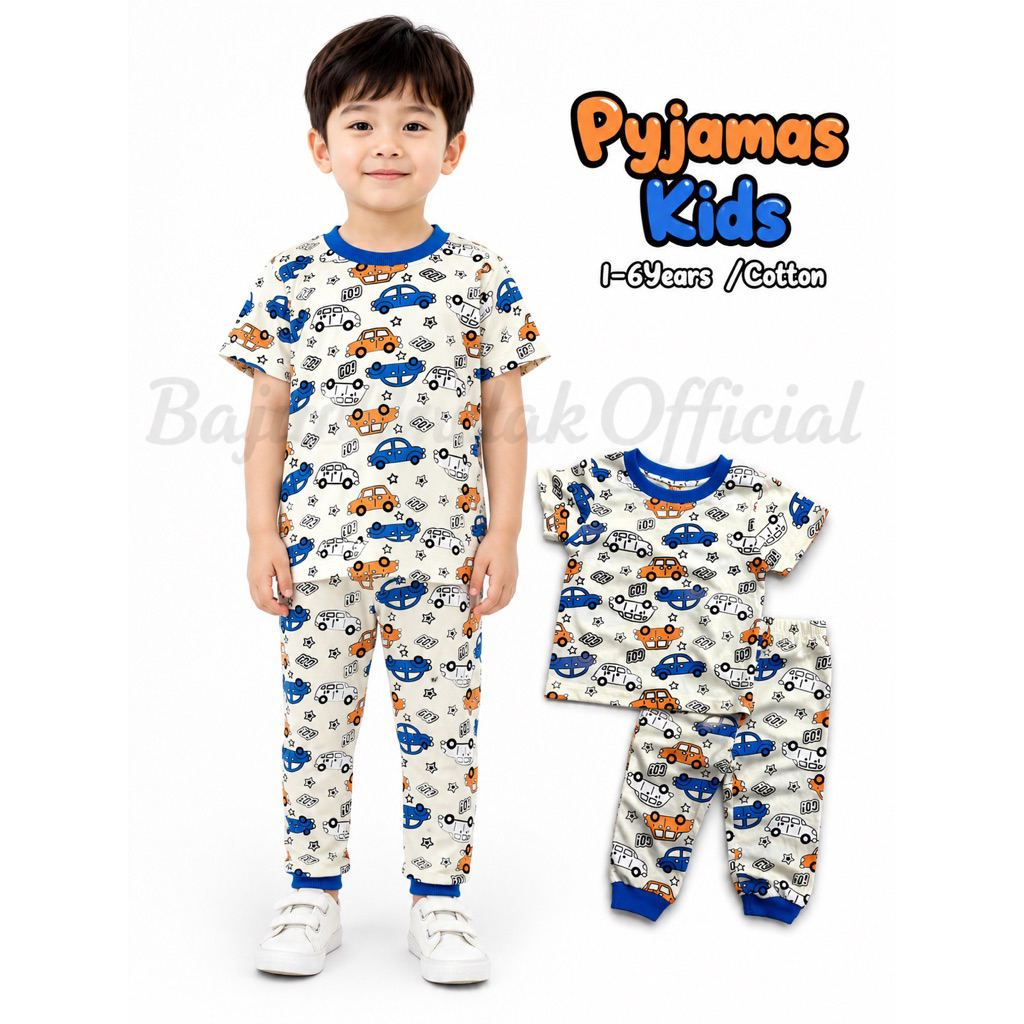 1Y-6Y ️AMZ ️GO! CARS ️ COTTON PAJAMAS PYJAMAS BOY SHORT SLEEVE LONG PANT