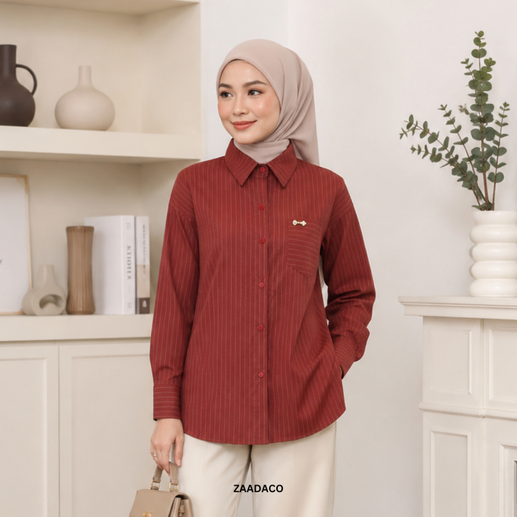 ZAADACO: STRIPE BLOUSE U8852 I LONG SLEEVE BLOUSE I COMFY AND SWEET CASUAL LOOK I สไตล์เกาหลี TOP BL
