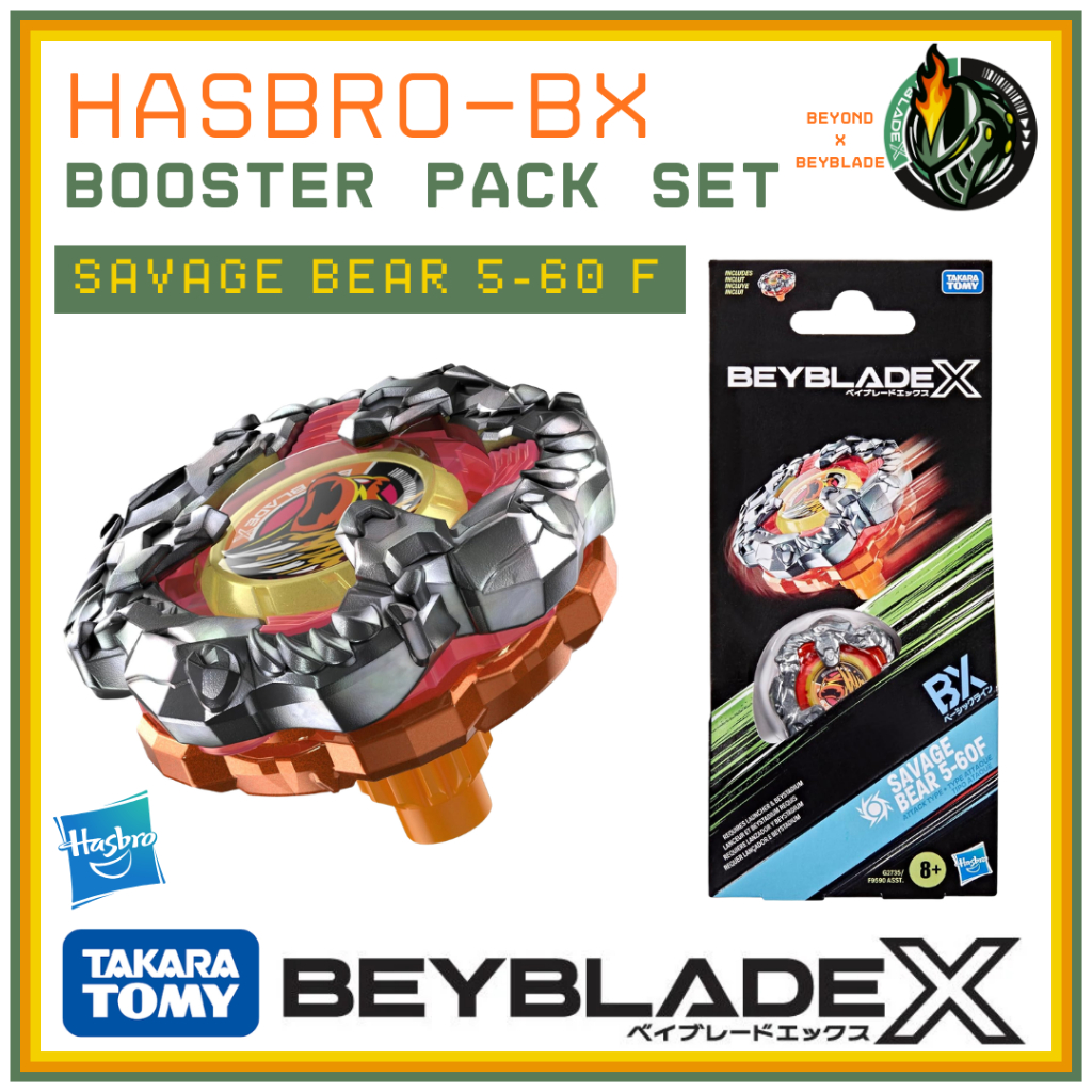 Takara Tomy Hashbro Beyblade X SavageBear / Savage Bear / Bear Scratch 5-60 F Booster Pack Set [5-60