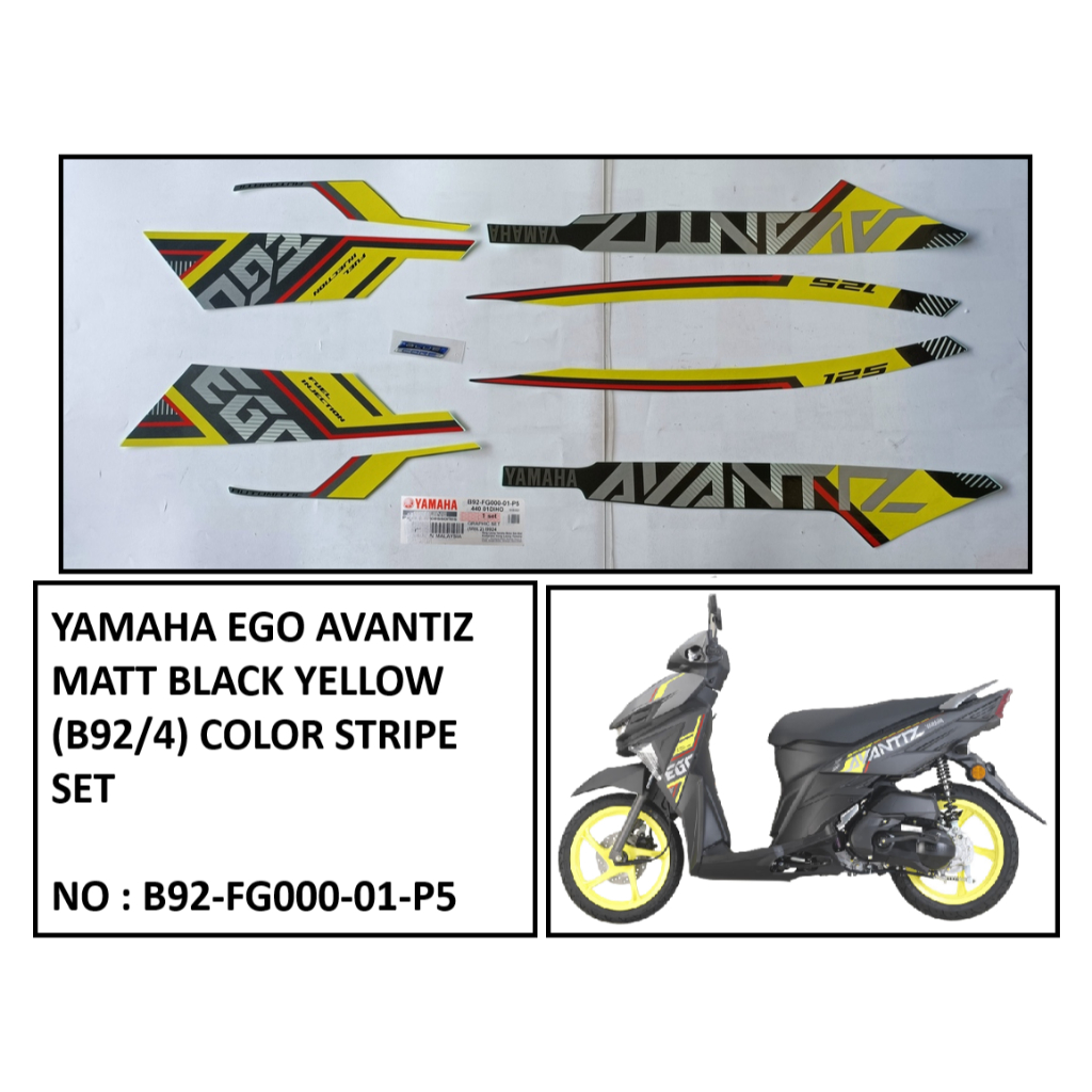 YAMAHA EGO AVANTIZ 2019 MATT HITAM KUNING STRIPE/GRAPHIC SET(B92-FG000-01-P5)
