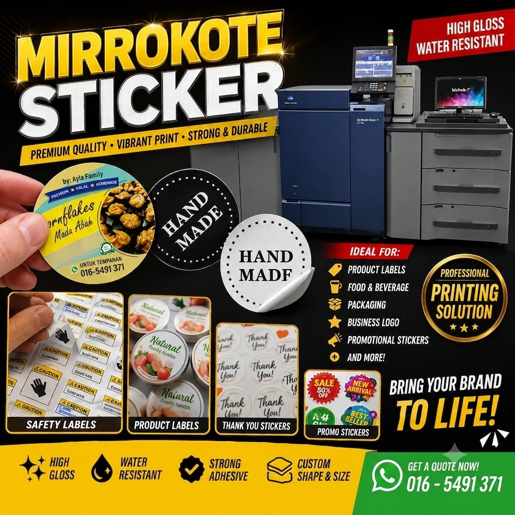 Mirrokote Label Sticker Siap Diecut - Sticker Design Sendiri Label Printing - สติ๊กเกอร์คุกกี้ สติ๊ก