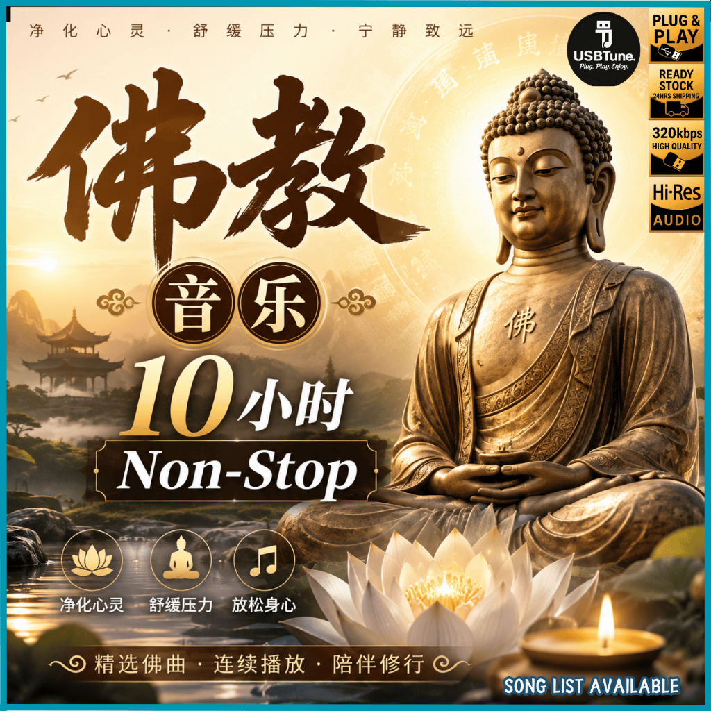Ñ หยุด音乐 พุทธสมาธิเพลง•10 ชั่วโมง Non-Stop• USB Pendrive MP3 车音乐U盘 HQ W006