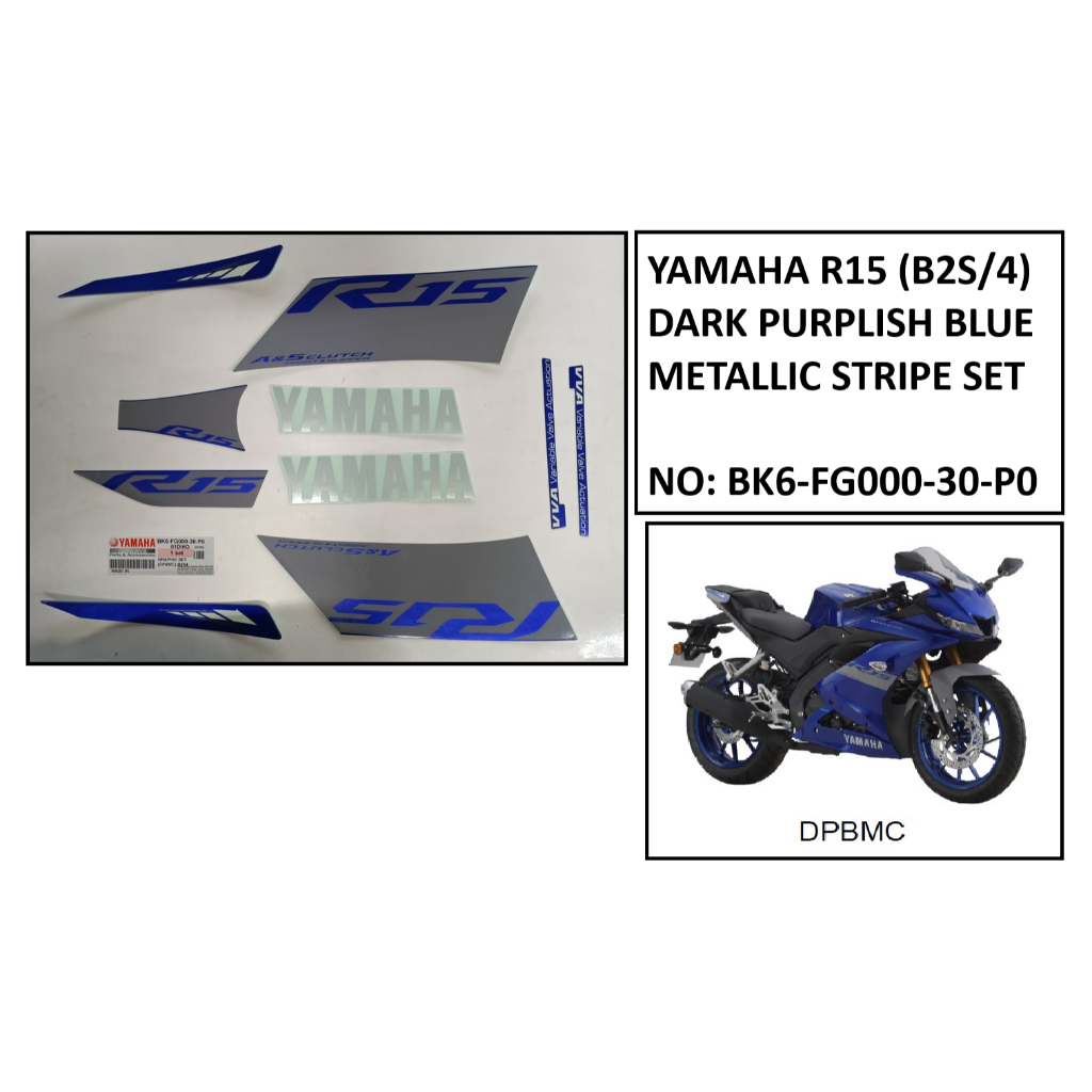 YAMAHA R15 V1 2021 VERSION BLUE STRIPE/GRAPHIC SET (BK6-FG000-30-P0)