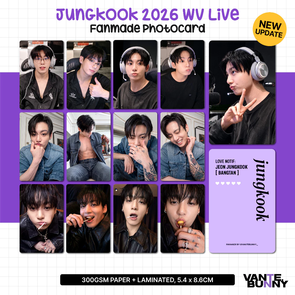 JK Jungkook 2026 WV Live Photocards Fanmade Photo Card PC vantebunny