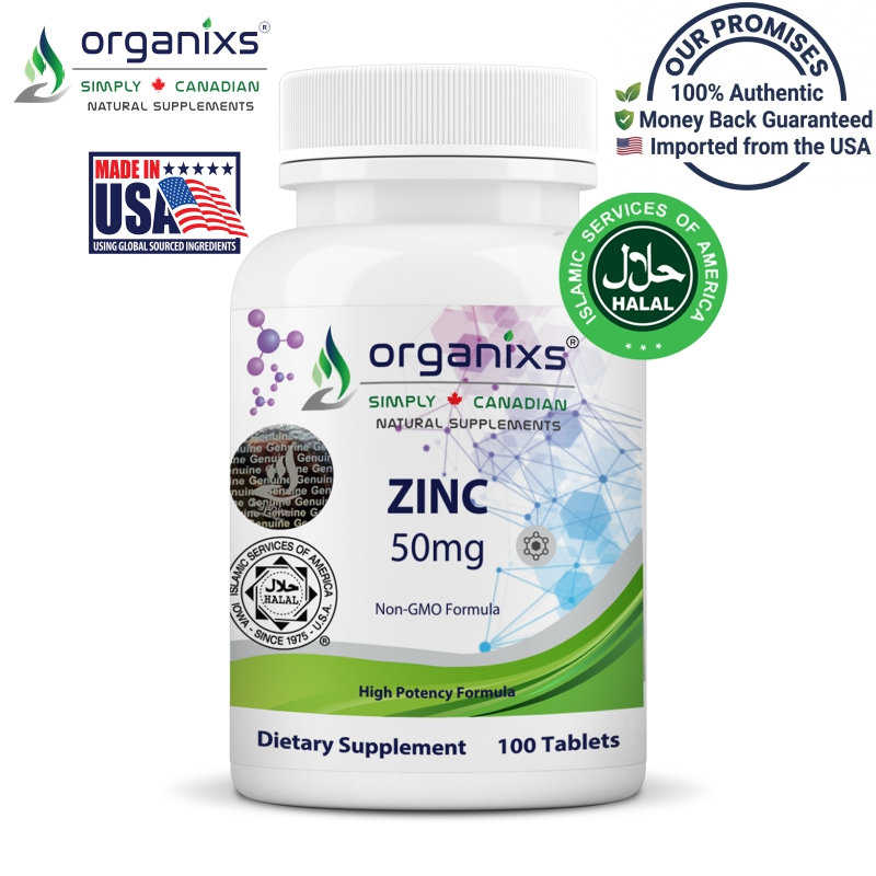 Organixs High-Potency Zinc 50mg, Zinc Oxide/Zinc Citrate Immune - 100 Tabs [Exp: 12/27]