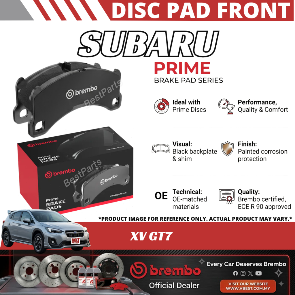 ผ้าเบรคหน้า Brembo Prime Subaru XV GT 2018-2023 Depan (QR Verify)