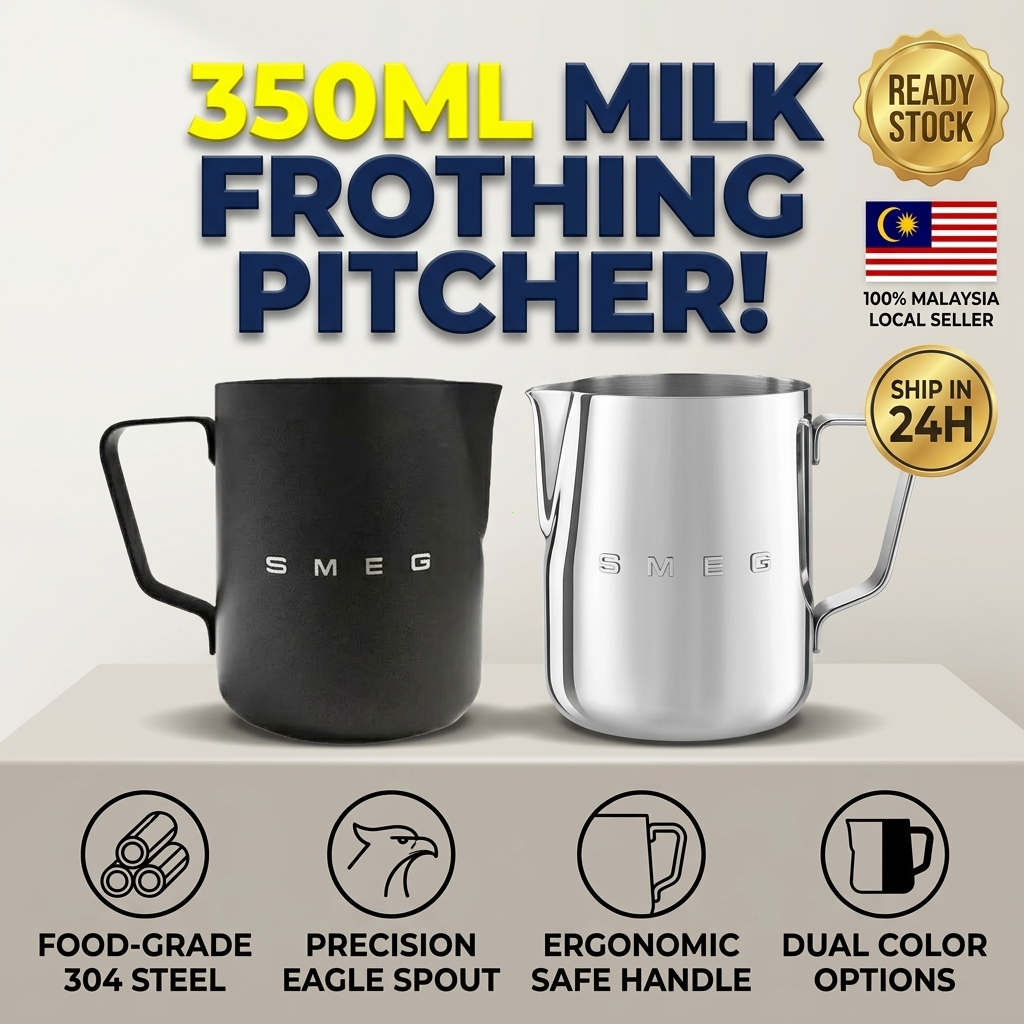 SMEG 350ML กาแฟ Latte Art Pitcher สแตนเลสนม Frothing Cup Pitcher Susu