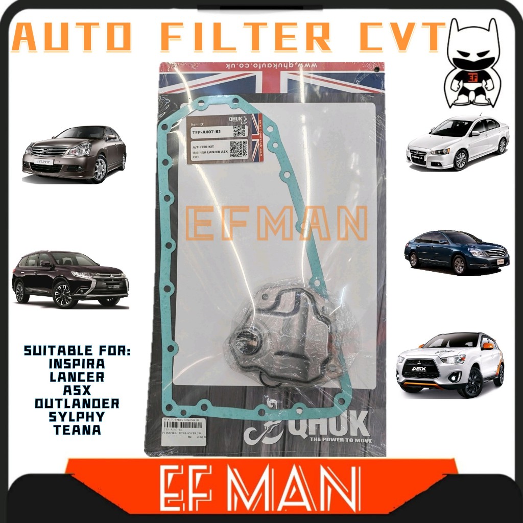 QHUK INSPIRA LANCER ASX OUTLANDER SYLPHY TEANA AUTO FILTER CVT PROTON MITSUBISHI NISSAN TFP-A007-K1 