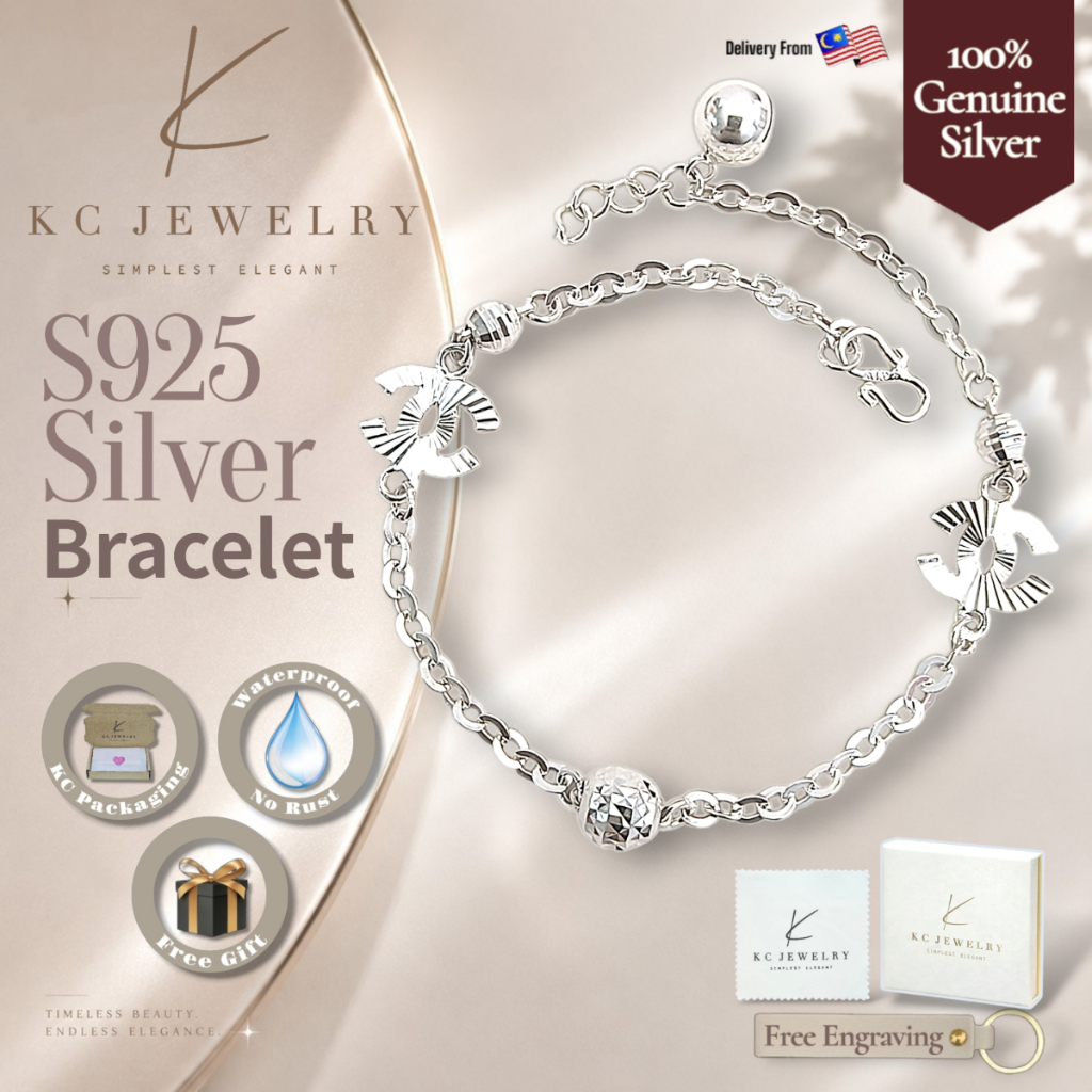 KC Jewelry S925 Silver CC Polo Bracelet/Gelang Rantai Tangan CC Polo Perak 925/Suris CC Polo Bracele
