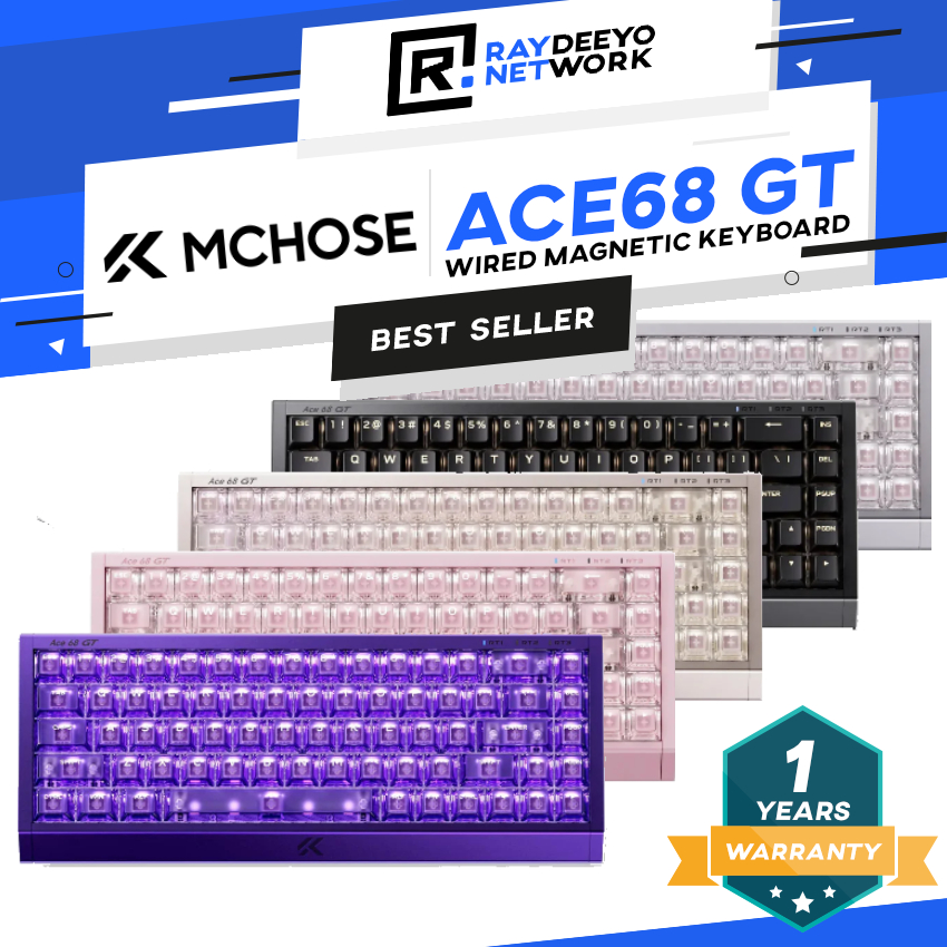MCHOSE Ace68 GT Magnetic Switch Gaming Keyboard RT 0.02 มม.8000Hz Polling Rate Rapid Trigger