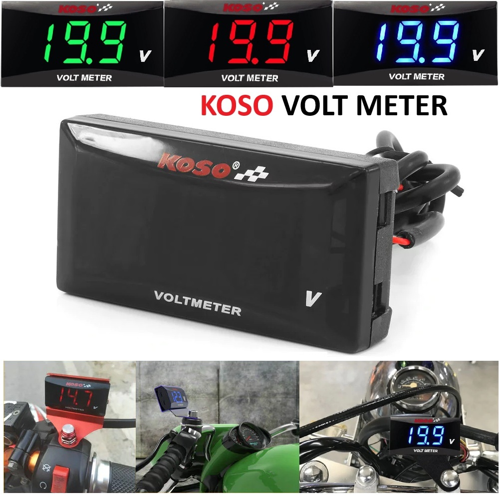 KOSO VOLT METER รถรถจักรยานยนต์ PETAK 12V DIGITAL LED VOLTAGE กันน้ําเครื่องวัดความเร็ว
