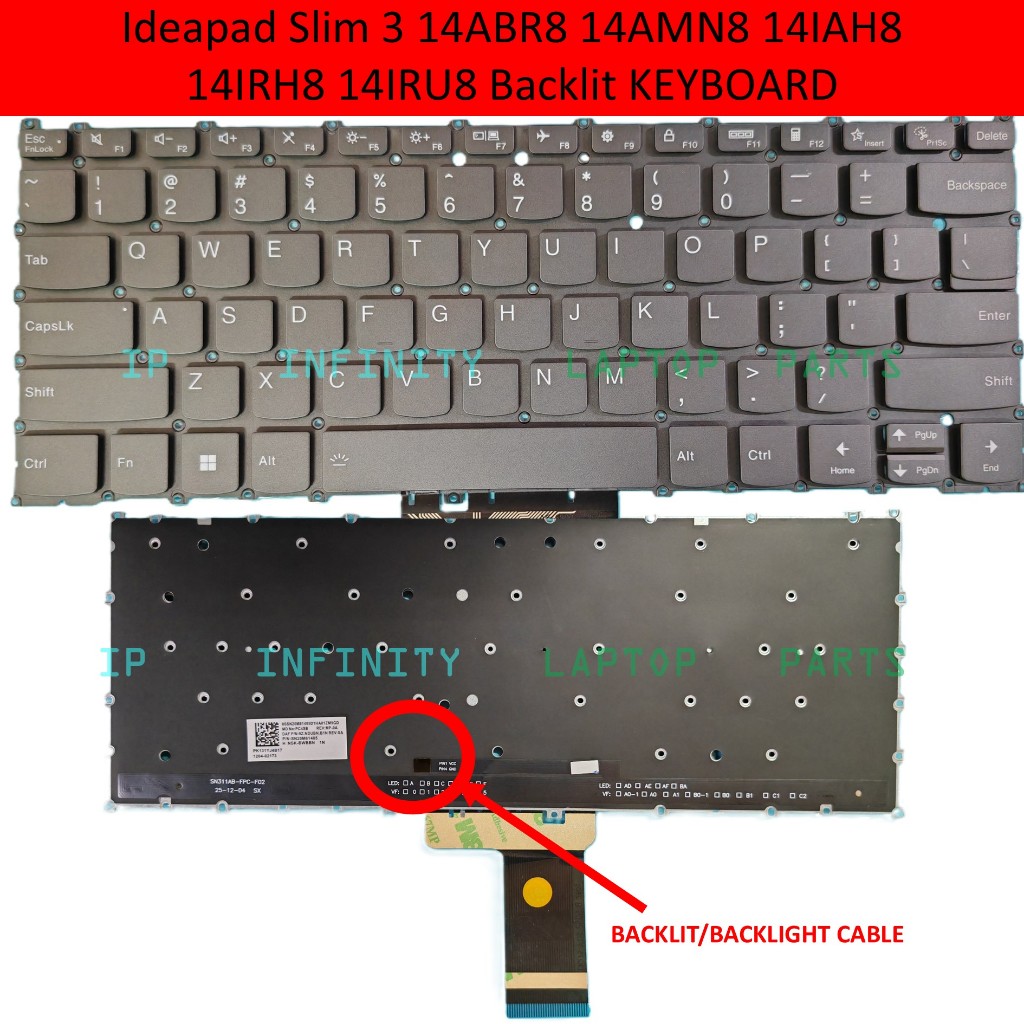 เปลี่ยน Lenovo IdeaPad Slim 3 14IRU8 14ABR8 14AMN8 14IAH8 14IRH8 แล็ปท็อป Backlit คีย์บอร์ด