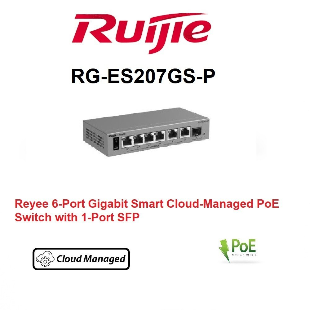 Ruijie Reyee RG-ES206GC-P / RG-ES207GS-P 6 / 7 พอร์ต Gigabit Smart Cloud Managed PoE Switch