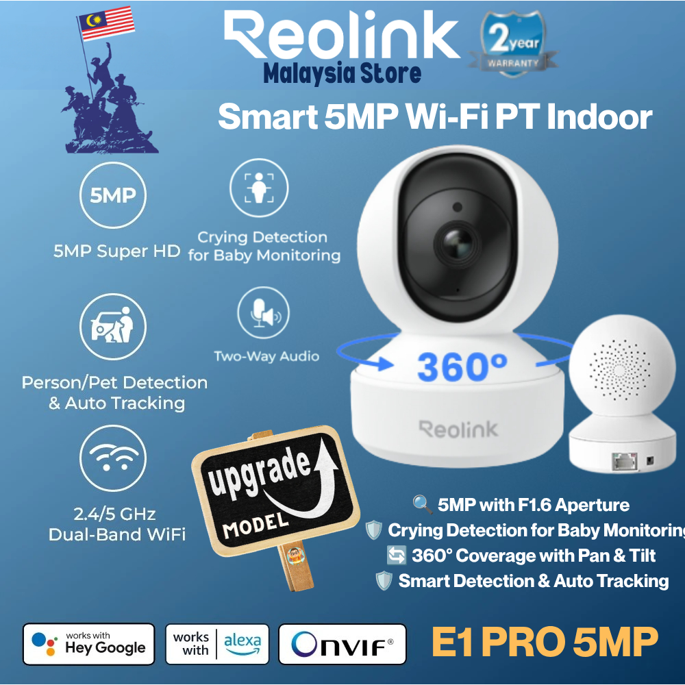 Reolink E1 Pro/ E331 5MP AI ไร้สาย PT กล้องบ้านอัจฉริยะกล้องวงจรปิด IP Super HD Pan & Tilt Security 