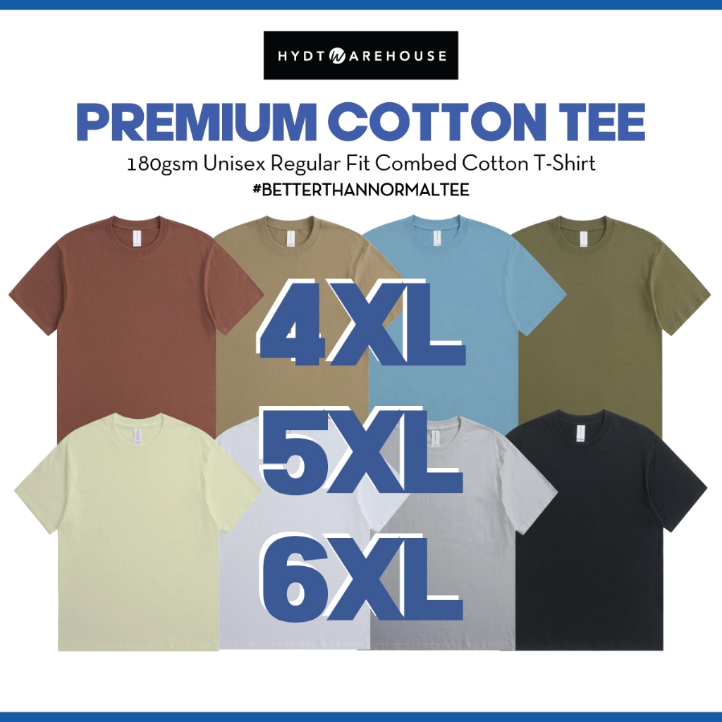 GILDAN x HYDT WAREHOUSE 4XL 5XL 6XL ผ้าฝ้ายพรีเมี่ยม 180gsm เสื้อยืด Unisex ผู้ใหญ่หวีผ้าฝ้าย Tshirt