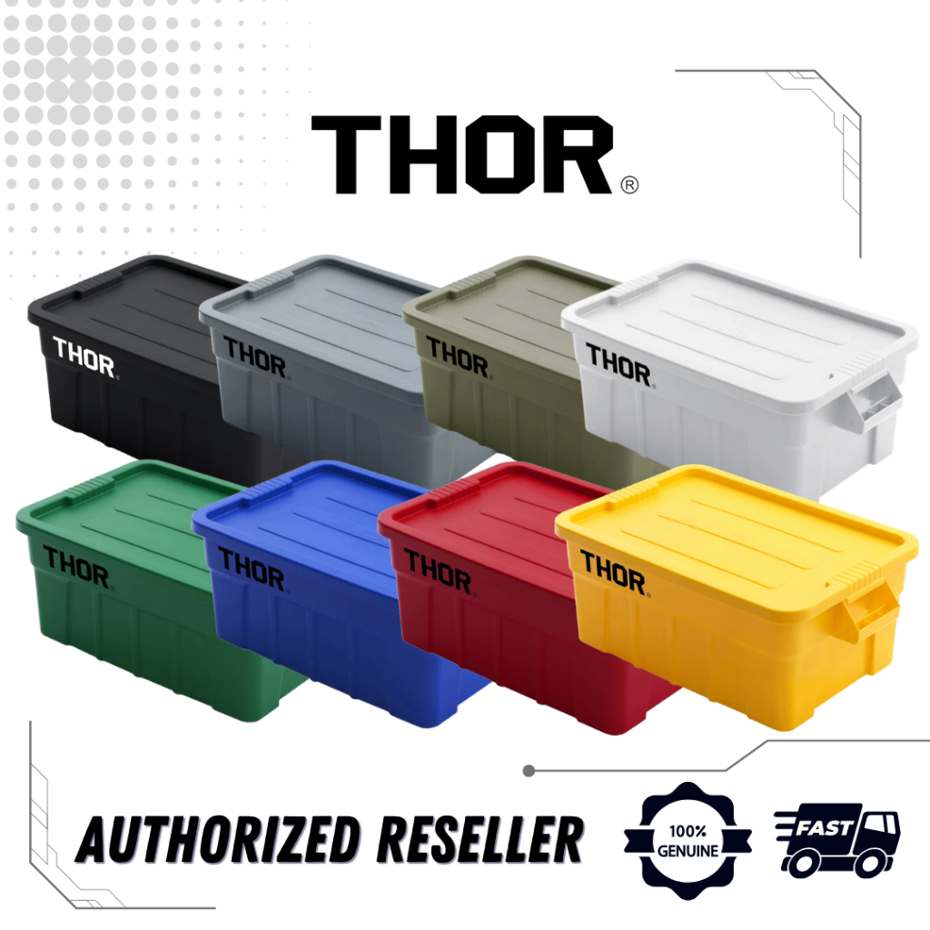 THOR 53L Tote Box พร้อมฝาปิด,ภาชนะเก็บวางซ้อนกันได้ความจุสูง