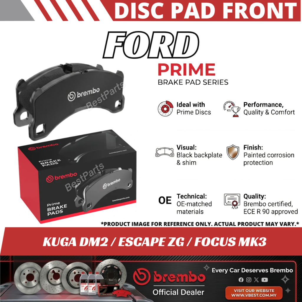 ผ้าเบรคหน้า BREMBO Prime Ford Escape ZG / Focus MK3 / Kuga DM2 Depan