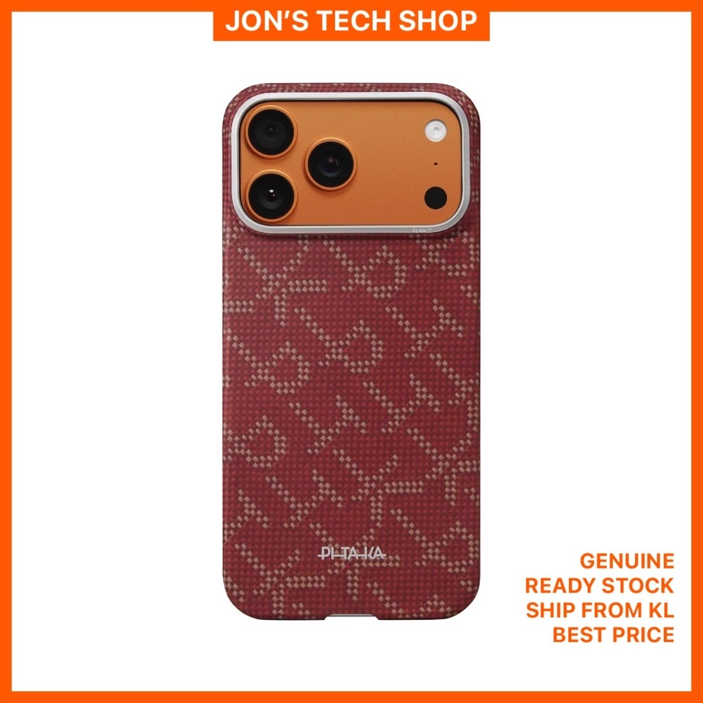 PITAKA Monogram Edge Case Leaping Gold Red สําหรับ iPhone 17 Pro Max / 17 Pro