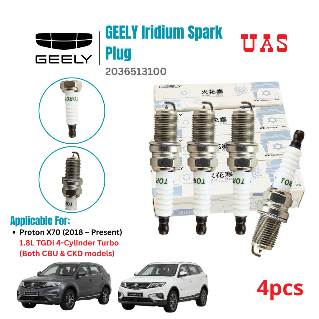 GEELY ชุดหัวเทียนอิริเดียม Proton X70 1.8L TGDi CBU CKD 2036513100 K8RTIP หัวเทียนรถยนต์
