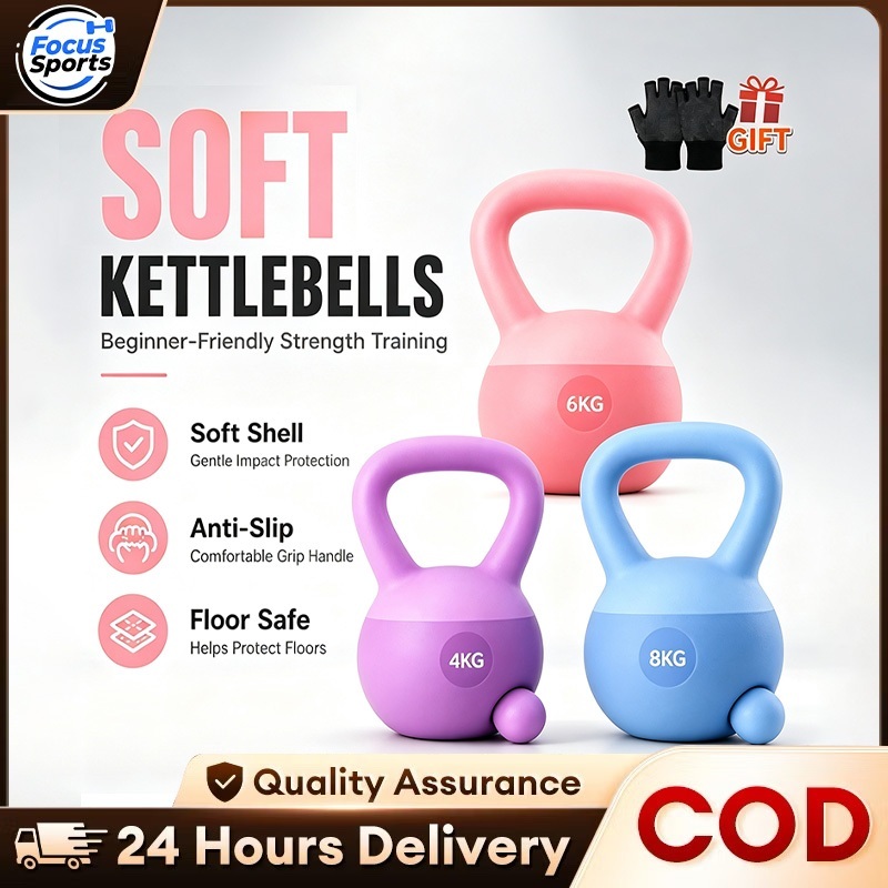 Focus Sports Kettlebell Soft Kettlebell 4/6/8 /10/12KG Candy สี PVC กาต้มน้ํา Bell อุปกรณ์ออกกําลังก